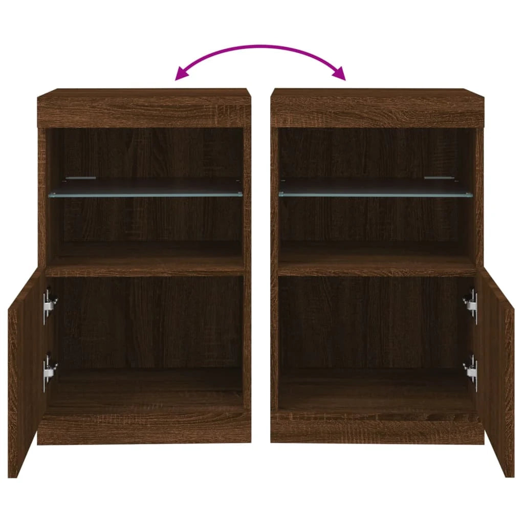 Credenza cassettiera armadio mobile contenitore organizer per cucina soggiorno salotto con luci LED 41 x 37 x 67 cm marrone 02_0029924