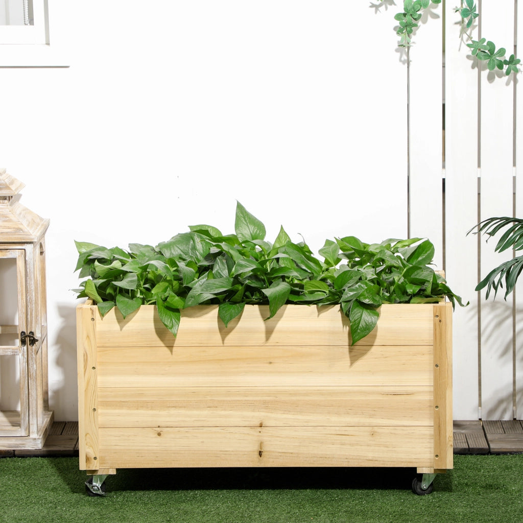 Fioriera Giardino Legno con Drenaggio e Telo ¨C zephmum ¨C 89x48x47 cm Naturale