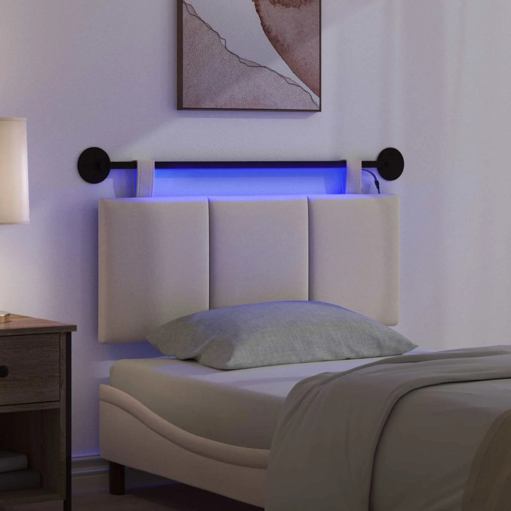 Testiera | Testata sospesa Con luce LED Crema Tessuto