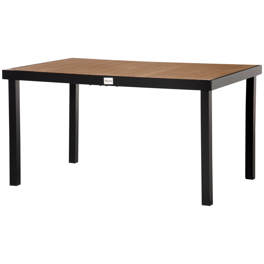 Tavolo da Giardino 6 Posti in Alluminio e Plastica ¨C zephmum ¨C Nero e Color Legno