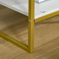 Set 2 Comodini Moderni con Cassetto e Ripiano Aperto in MDF e Acciaio, 45x40x60cm, Bianco e Oro