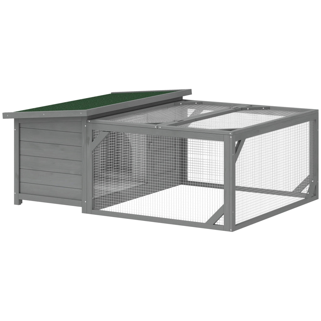 Gabbia per Conigli Legno con Tetto Bitumato Aprile ¨C zephmum ¨C Grigio 125.5x100x49 cm