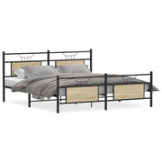 Letto matrimoniale | Letto per adulti | Giroletto senza Materaso in Metallo Rovere Sonoma 183x213 cm