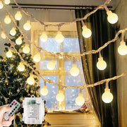 Lanterna a batterie per interni ed esterni 60 led 8 modalità 7 m catena di luci con telecomando impermeabile per Natale balcone festa terrazza (bianco caldo)