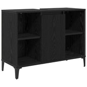Mobile da Bagno | Armadio sottolavello con porta Rovere Nero 80 x 33 x 60 cm