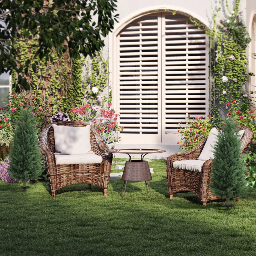 Set 2 Piante Artificiali Cipressi ¨C Xylo ¨C 831 Foglie Verde per Giardino Esterno