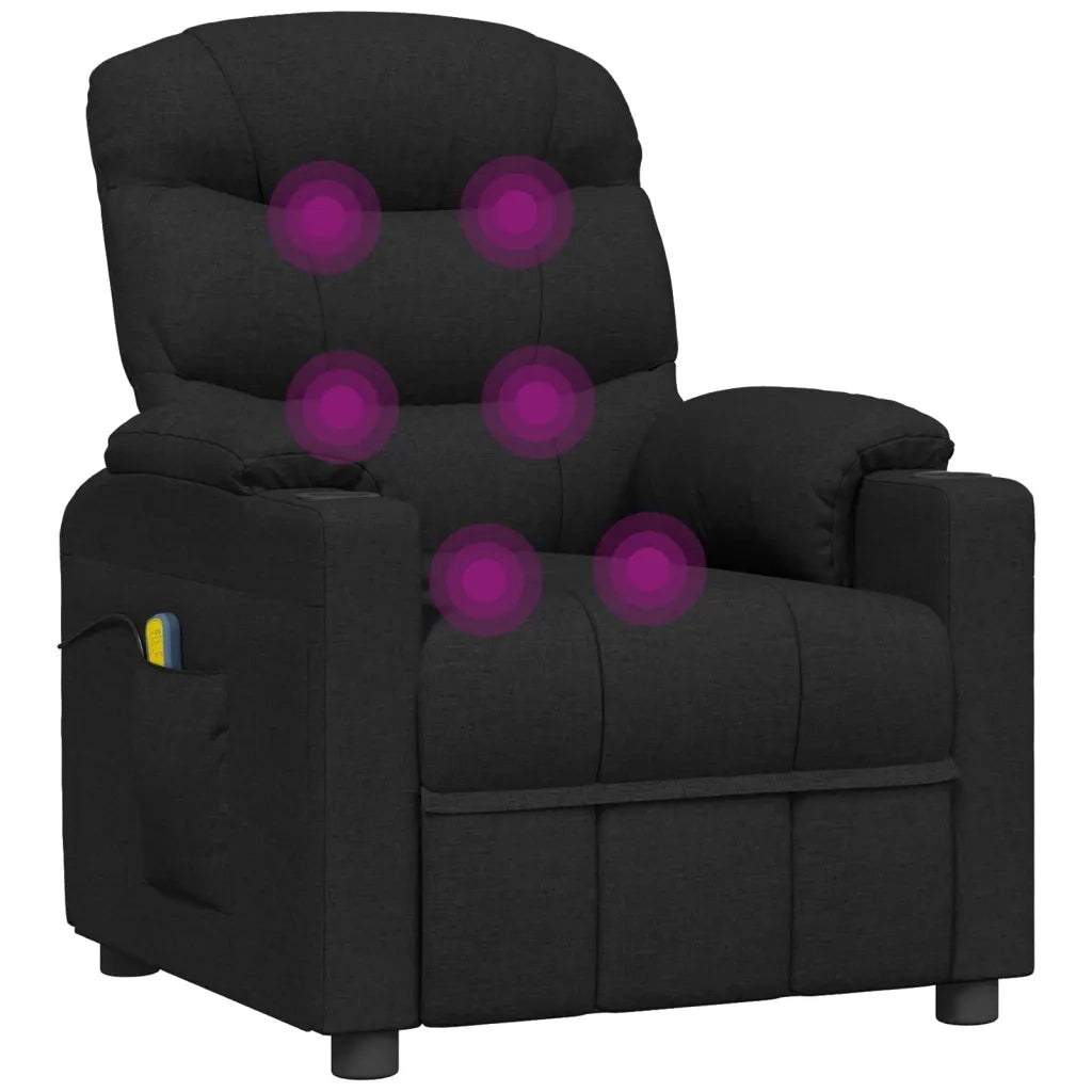 Poltrona Massaggiante | Sedia Relax Elettrica Nera in Tessuto
