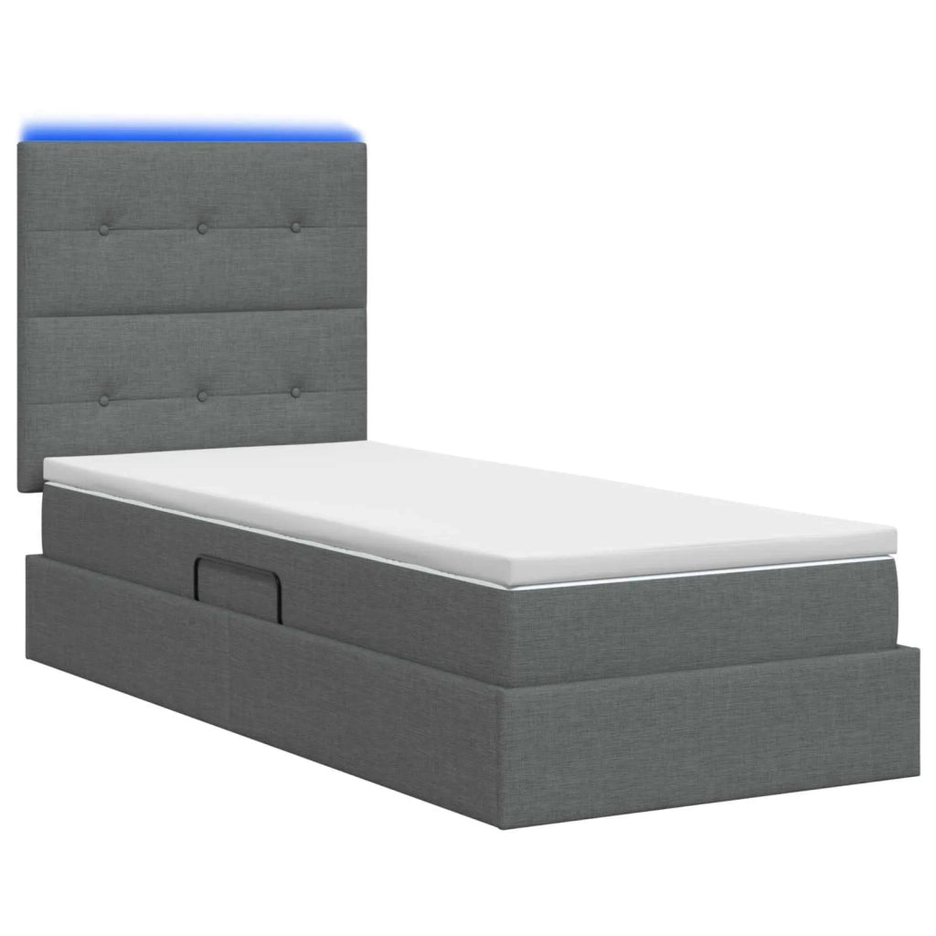 Letto con contenitore LED e materasso Grigio Scuro 90 x 200 cm 3459919