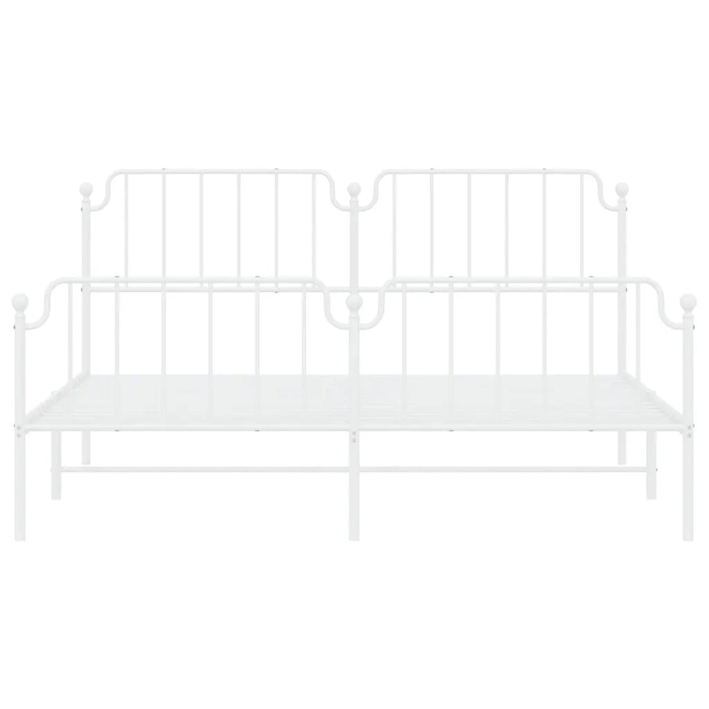 Giroletto con Testiera e Pediera Metallo Bianco 183x213 cm 373959