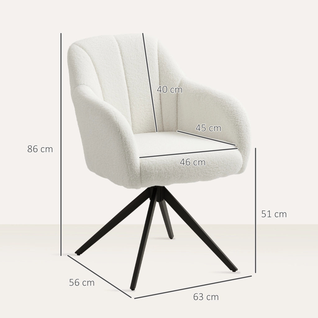 Poltrona girevole reclinabile imbottita tessuto effetto polare ¨C Zephmum ¨C Bianco
