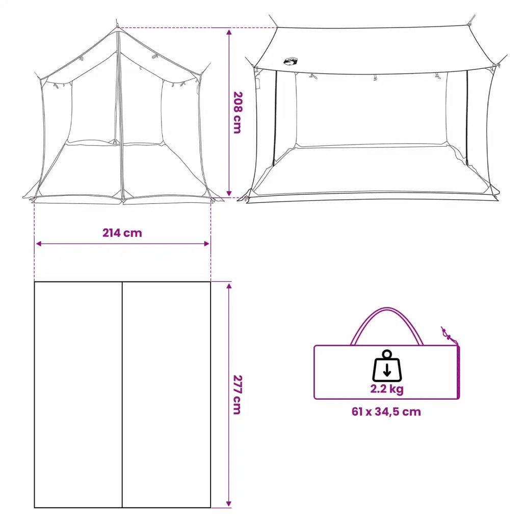 Telo da campeggio con pareti in rete Marrone Grigio 42029008