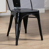 Set 4 Sedie da Cucina Impilabili 53x45x85 cm in Acciaio Nero