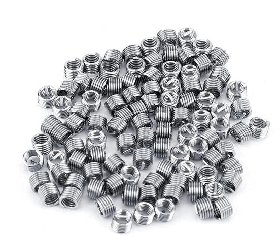 Set di Helicoil M4 - 100 Stuks - Acciaio Inossidabile SS304 - Inserzione Spiraliforme - Riparazione Filo Spinato - Elastico e Duraturo - Inserzione Filo Spinato