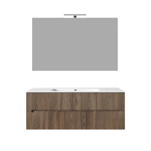 Composizione mobile bagno sospeso con cassetti cm 120 cannettato mod. STICK - Noce Gold