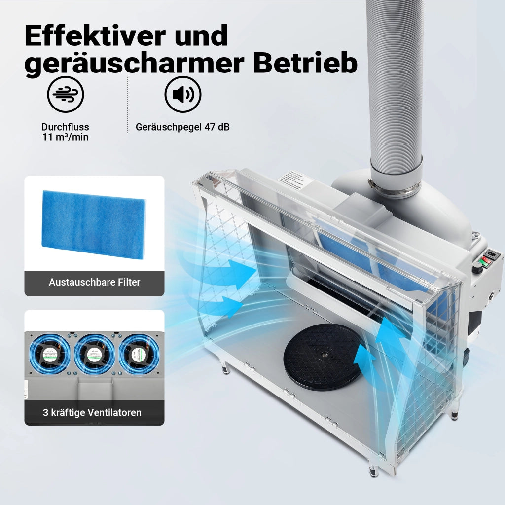Cabina di verniciatura a velo d’acqua per aerografo 11 m³/min LED Aspiratore airbrush
