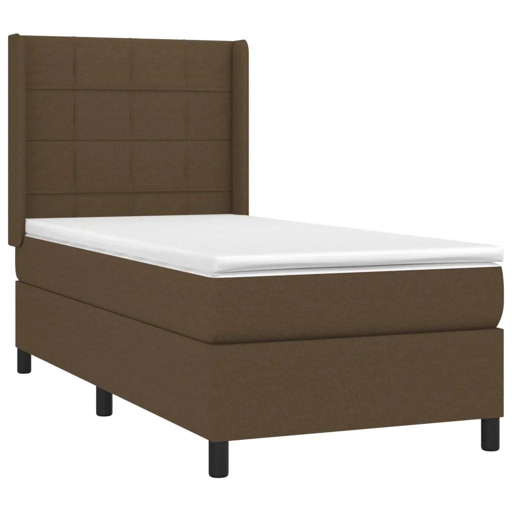 Letto a Molle Materasso e LED Marrone Scuro 80x200cm in Tessuto 3138272
