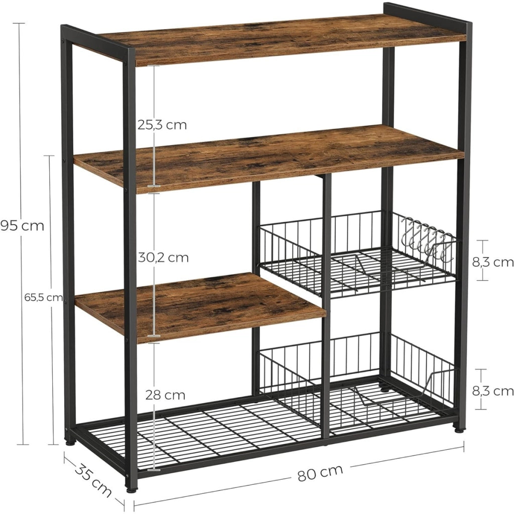 Scaffale da cucina industriale KKS96X in legno e acciaio