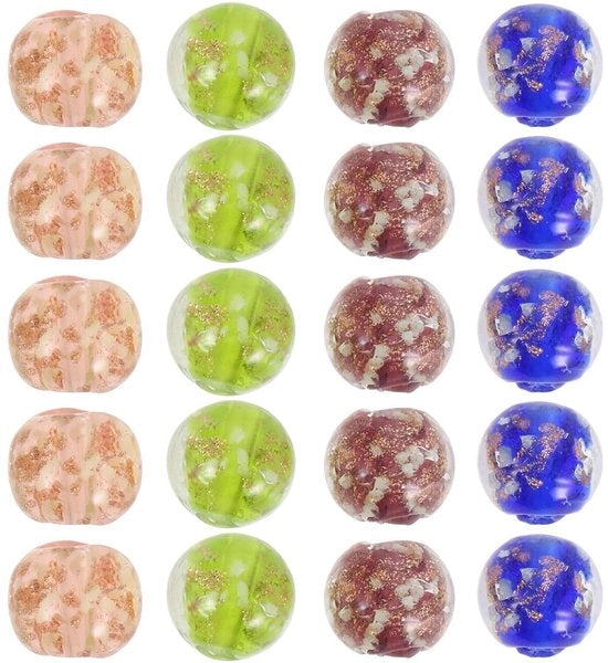 Set di perle di vetro 10 mm - 20 pezzi - Gioielli fai da te - Colori misti - Manufatti - Vetro di alta qualità - Perle di gioiello