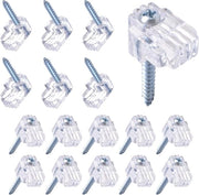 Kit di Clip per Vetrata - 24 pezzi - 10 mm - Porte Vetrata - Viti - Translucido/Argento - Montaggio - Vetro