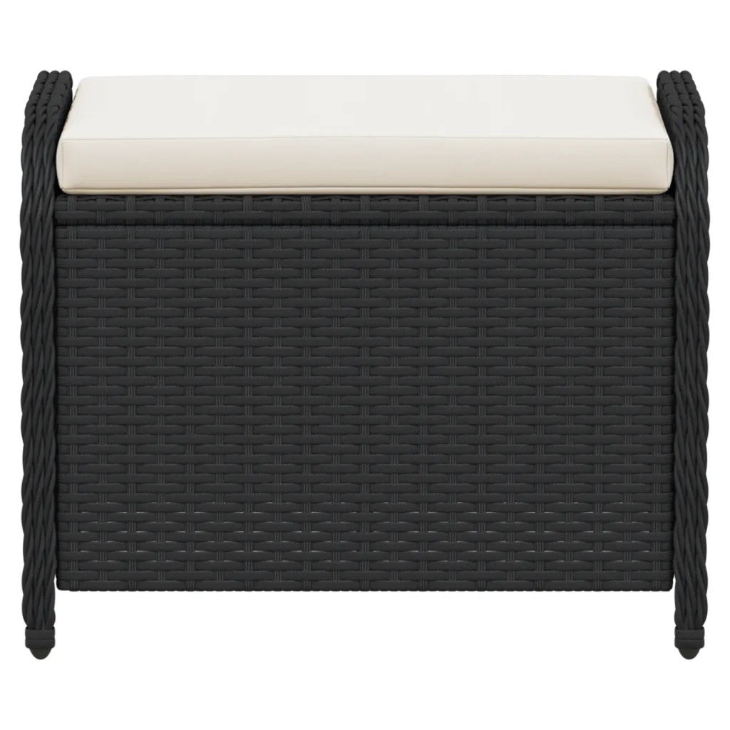 Sgabello Giardino con Cuscino Nero 58x46x46 cm in Polyrattan 365733