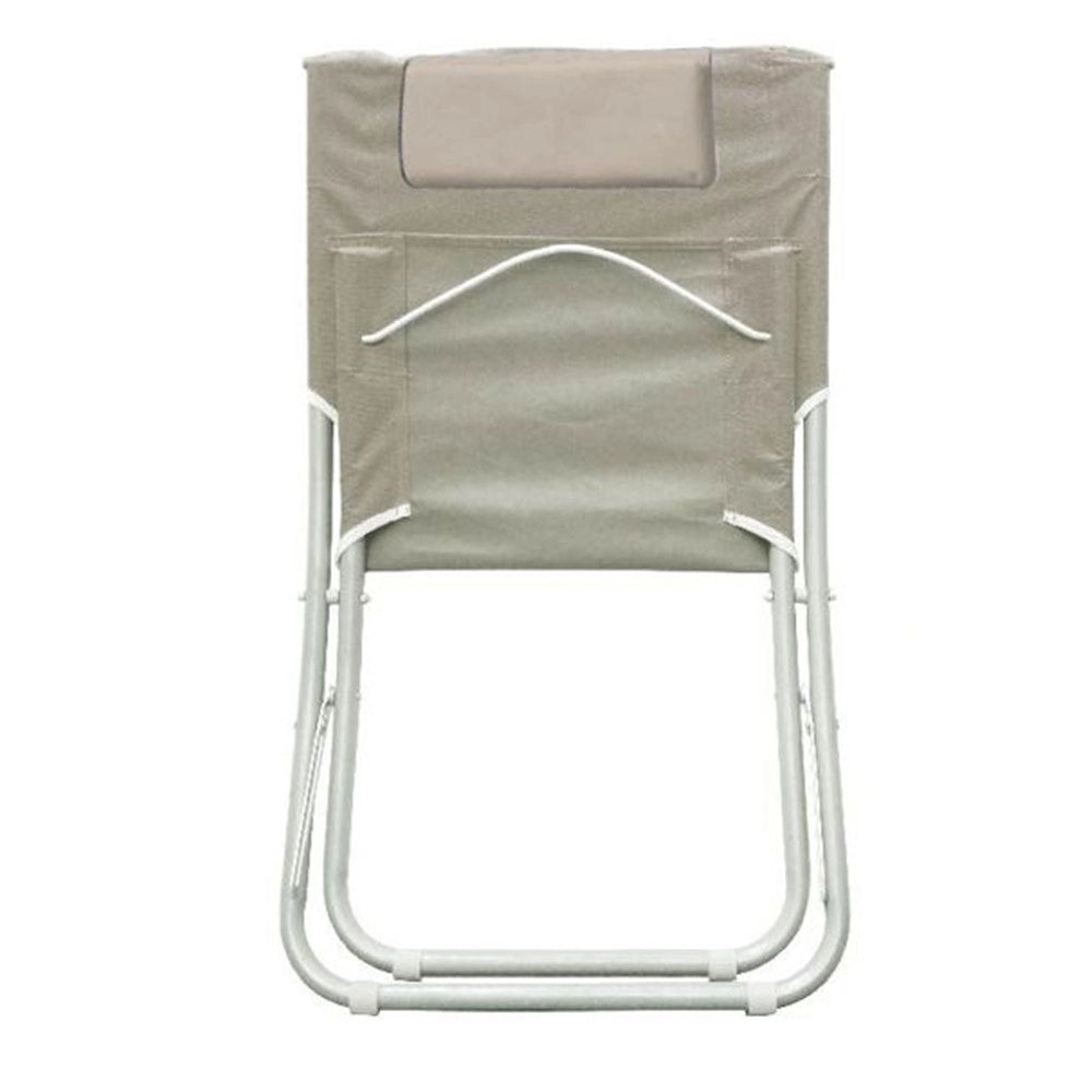Trade Shop - Spiaggina Con Cuscino Per Testiera Crema 57x47x95 Cm Pieghevole Portatile 281016 -