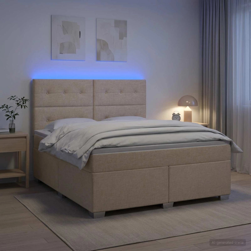 Letto box spring con materasso Crema 160 x 200 cm Tessuto 3454913
