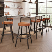 Set 6 Sgabelli da Bar ¨C Xylo ¨C Marrone, PU, Schienale Ergonomico, Gambe in Metallo