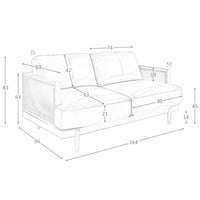 Divano a 2 posti in pelle marrone