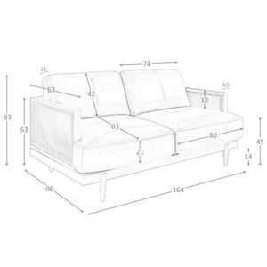 Divano a 2 posti in pelle marrone