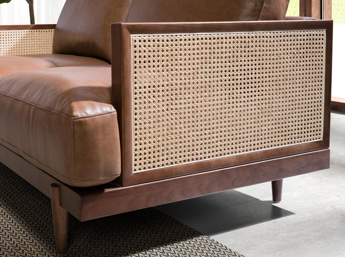 Divano a 2 posti in pelle marrone