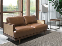 Divano a 2 posti in pelle marrone