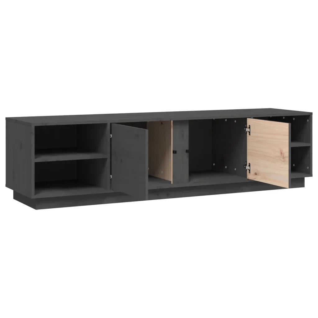 Mobile Porta TV Grigio 156x40x40 cm in Legno Massello di Pino 814456