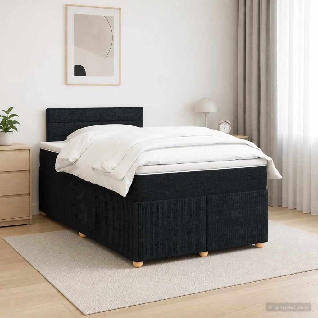 Letto box spring con materasso Nero 120 x 190 cm Tessuto 3451414