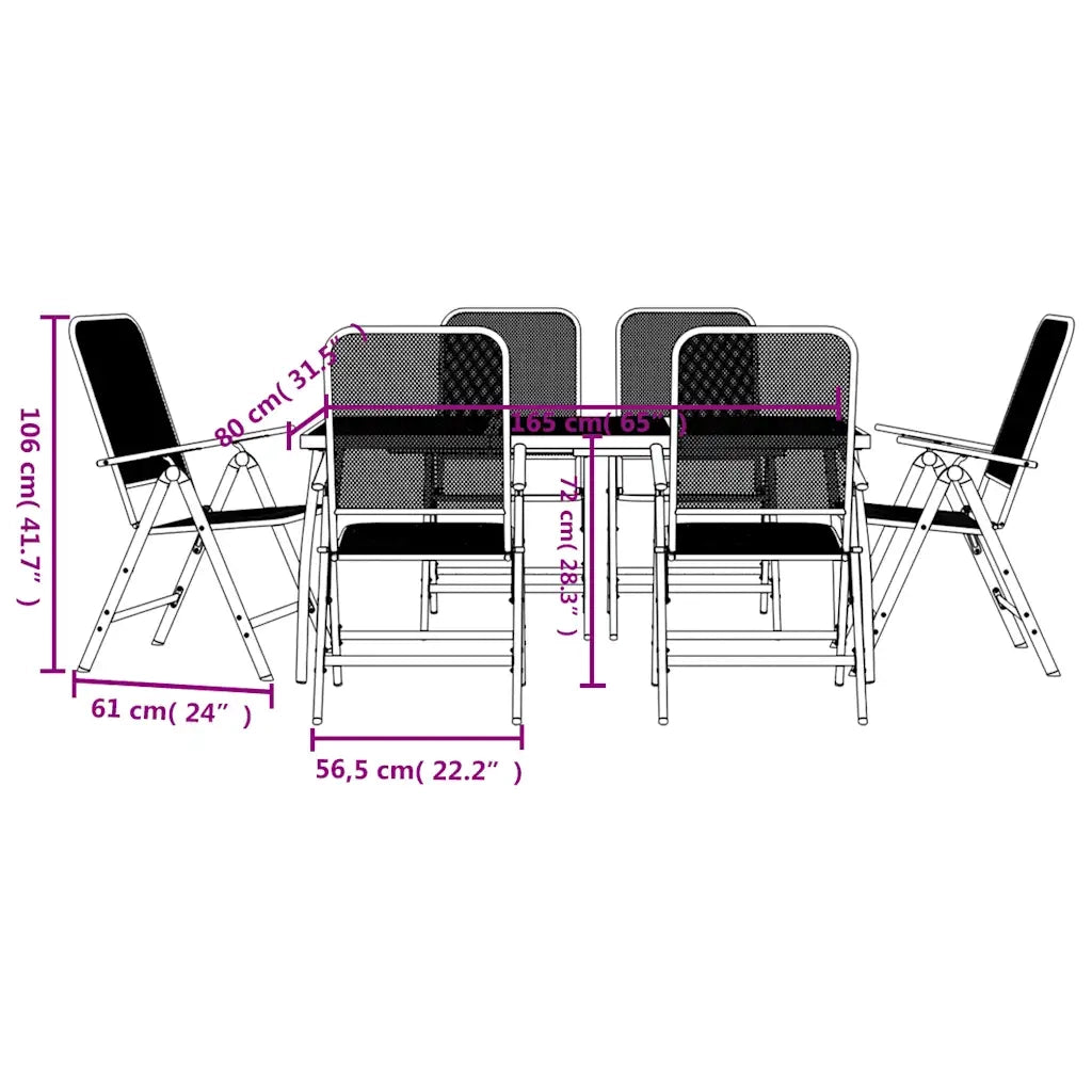 Set da Pranzo da Giardino 7pz | Set Salotto da Giardino Antracite in Rete Metallica