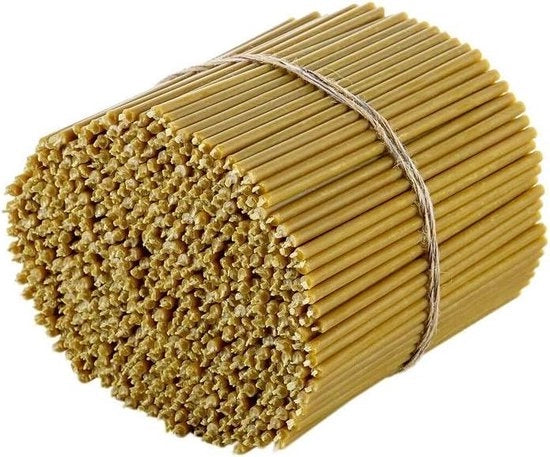 Candele di cera d'api 100% (gialle) per preghiera e decorazione da tavola - non tossiche e senza gocce - set da 100 pezzi