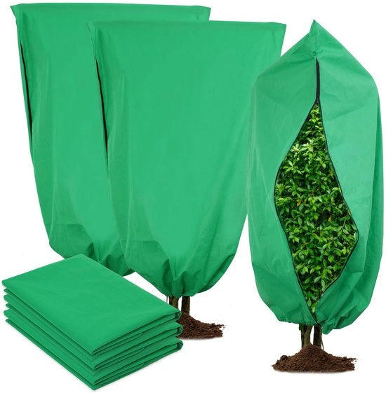 Protezione per piante invernale, 3-pack, 120 x 180 cm, Protezione per steli con sacco di velluto per piante, sacchetti di stoffa per protezione invernale fredda con chiusura a slitta e cordoncino per tirare.