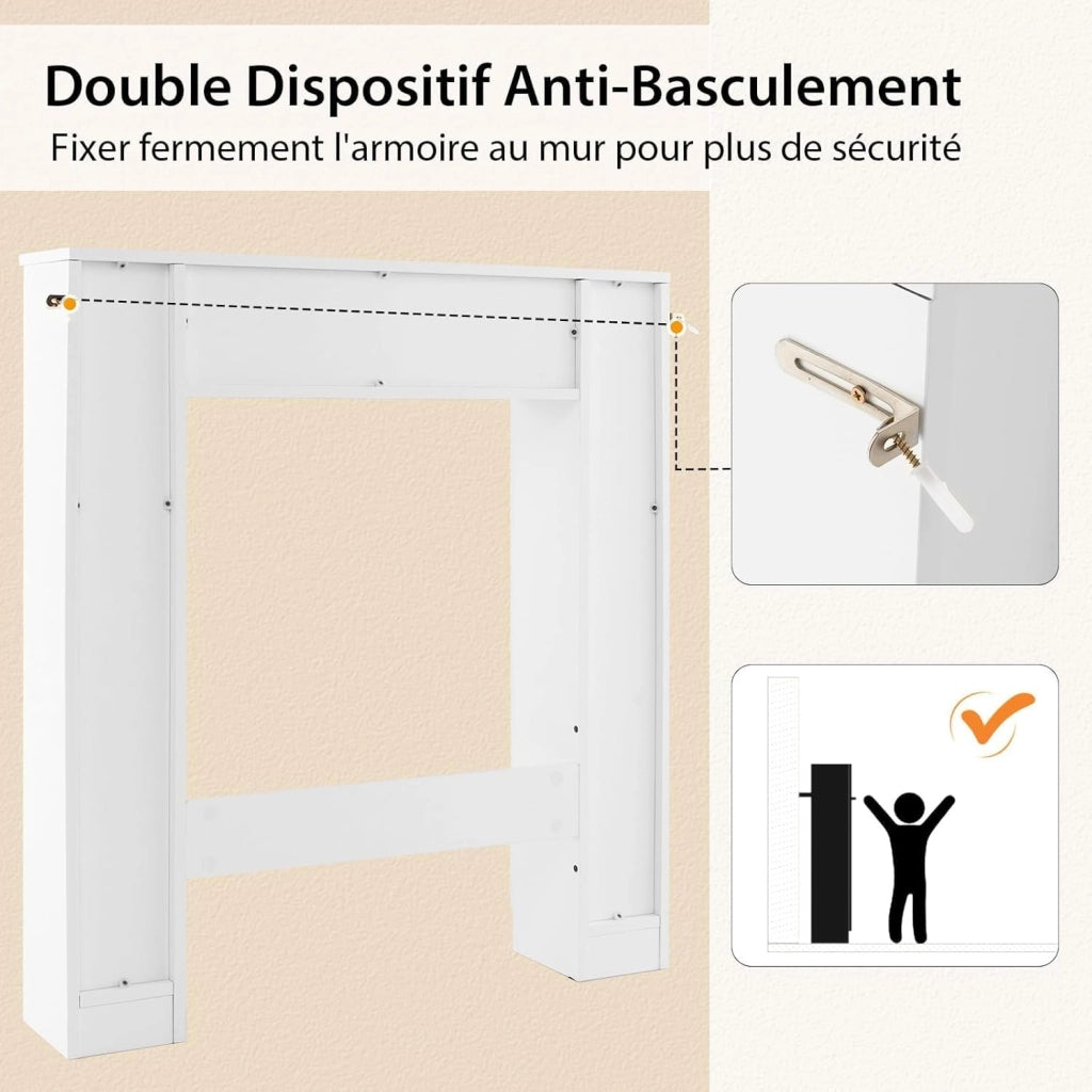 Mobile WC portaoggetti sopra il WC, mobile da bagno con ripiani regolabili aperti, armadio da bagno autoportante, 87,5 x 18 x 98 cm (bianco)
