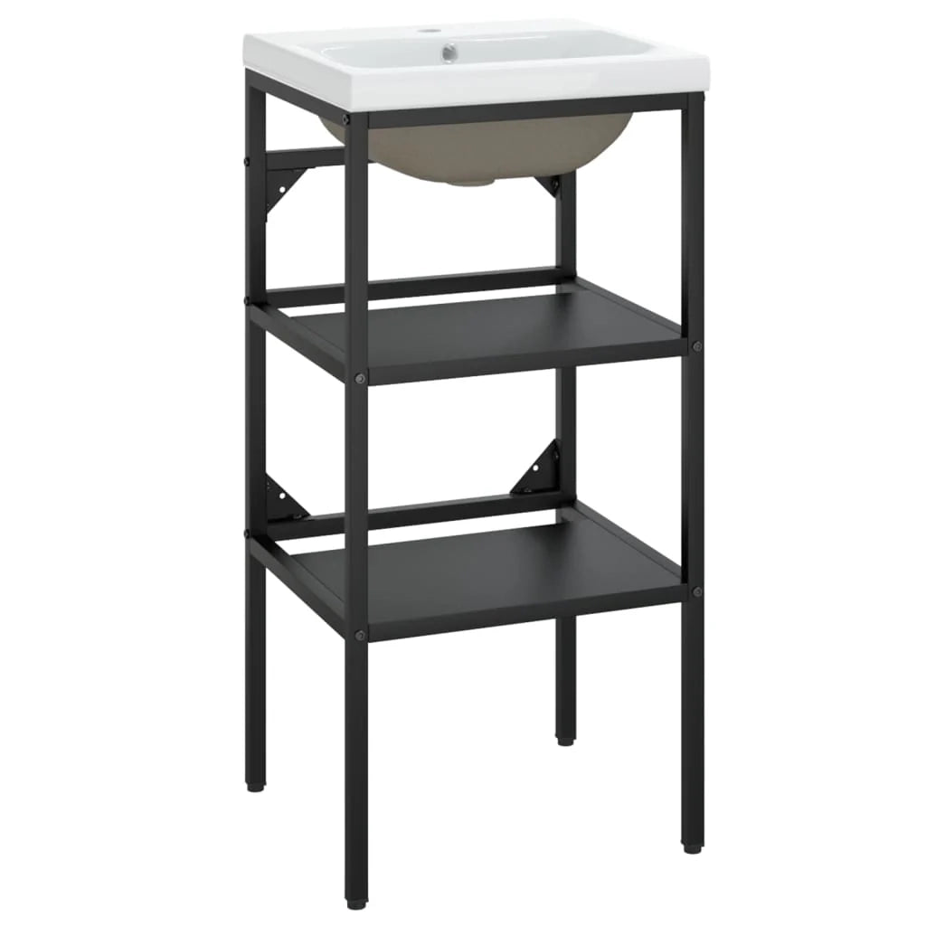 Telaio per lavabo da bagno lavabo da incasso ferro nero 02_0006783