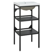 Telaio per lavabo da bagno lavabo da incasso ferro nero 02_0006783
