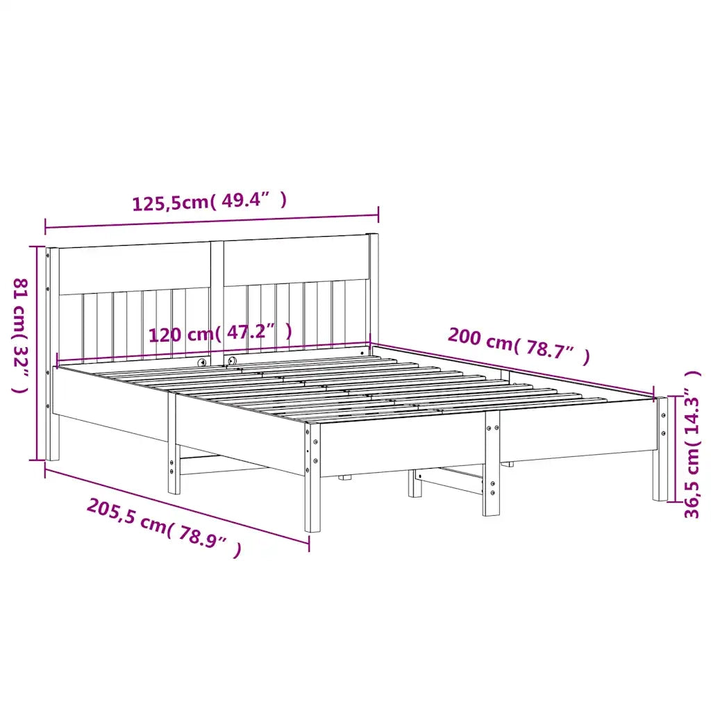 Letto senza Materasso 120x200 cm in Legno Massello di Pino