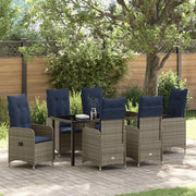 Set da Pranzo per Giardino con cuscino 7 pcs Nero polyrattan