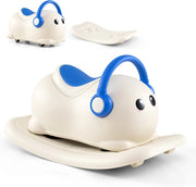 3 in 1 Cavallo a Dondolo per Bambini, Dondolo Cavalcabile con Spazio Nascosto, Ruote Scorrevoli e Tavola di Equilibrio Rimovibile, Regalo per Bambini 1-3 Anni