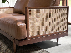 Divano a 3 posti in pelle marrone