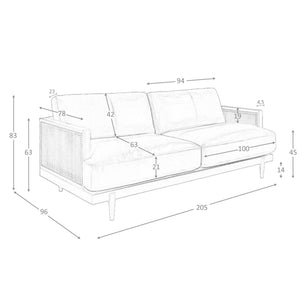 Divano a 3 posti in pelle marrone