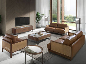 Divano a 3 posti in pelle marrone