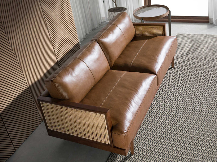 Divano a 3 posti in pelle marrone
