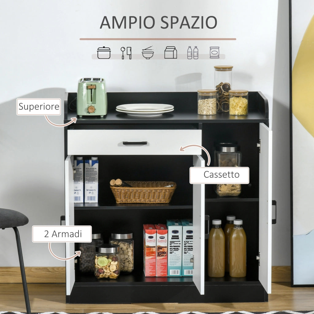 EasyComfort Mobiletto da Cucina Moderno in MDF con 2 Armadietti, 1 Cassetto e Ripiani Regolabili, 90x40x90 cm
