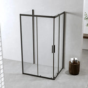 Box Doccia 3 Lati 80x100x80 Cm h190 Scorrevole Profili Nero Opaco Vetro 6 mm Trasparente| Neat