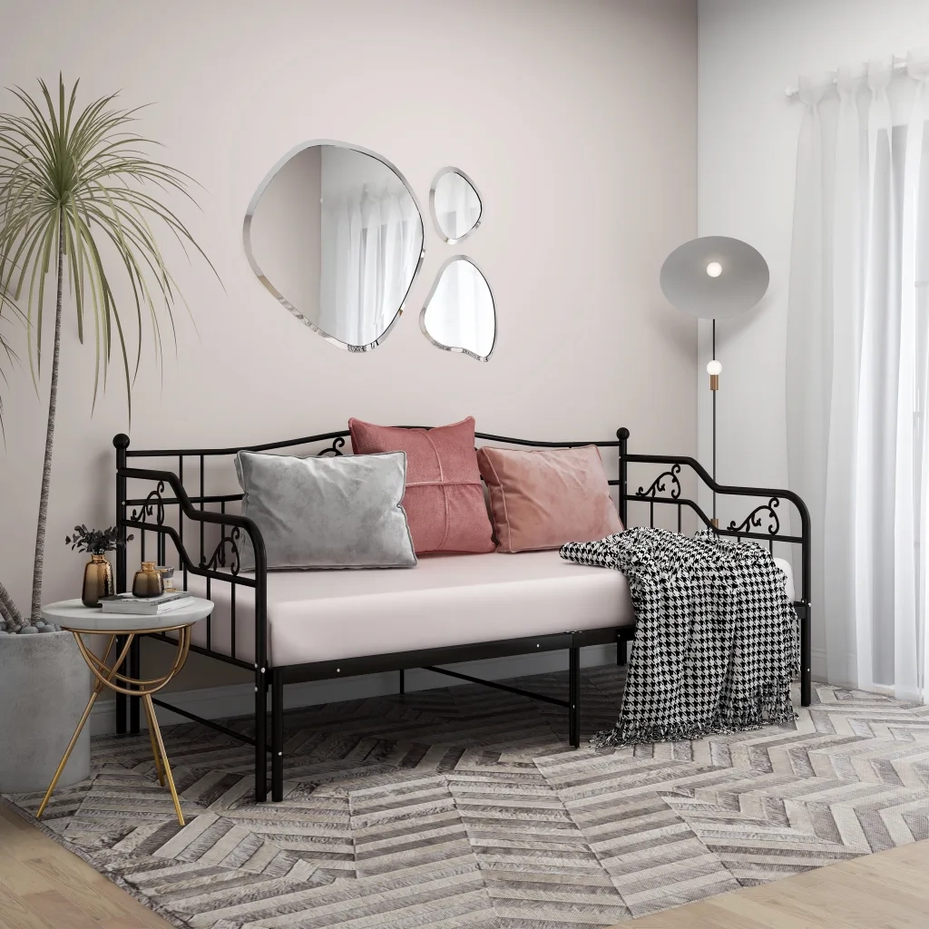 Telaio Divano Letto Estraibile Nero in Metallo 90x200 cm 324764
