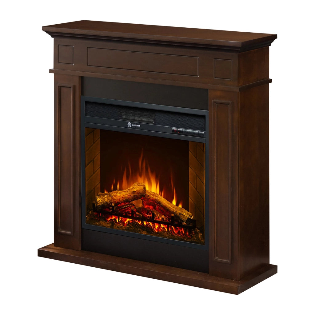 Caminetto Versiggia, Camino Elettrico Superficie Riscaldabile 30 m2, 89x28x90h cm Marrone Noce